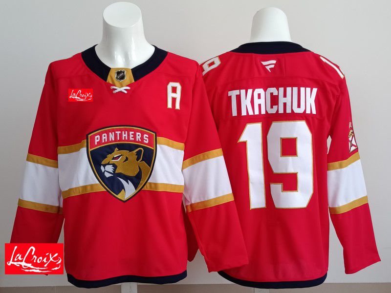 Men 2025 Florida Panthers 19 Tkachuk Red Fanatics Home Premium NHL Jersey style 6